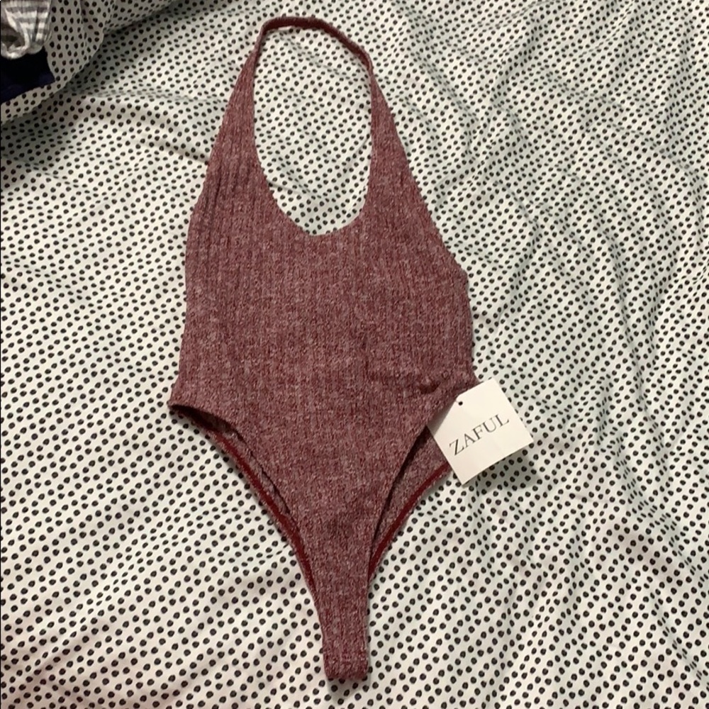Burgundy Ribbed Body Suit w/ tags attached